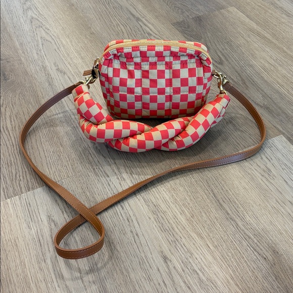 Clare V Red and Cream Checkered Crossbody Bag - Picture 2 of 8